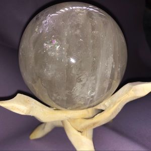 2.2 lbs Clear Quartz Sphere with wood stand